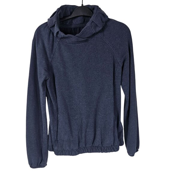 Lululemon Heather Navy Cowl Neck Pullover Sweatshirt 4 Zip Pockets & Elastic Hem - Picture 1 of 9